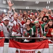 ST. PETERSBURG, RUSSIA - MAY 10: Fans cheer on Team Hungary during preliminary round action at the 2016 IIHF Ice Hockey Championship. (Photo by Minas Panagiotakis/HHOF-IIHF Images)

